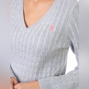 US POLO ASSN Cable knit v neck sweater